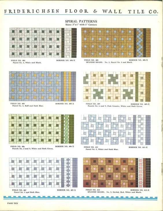 112 الگو از کاشی کف موزاییک - در رنگ های شگفت انگیز - کاتالوگ کف و کاشی دیواری Friederichsen ، 1929 -