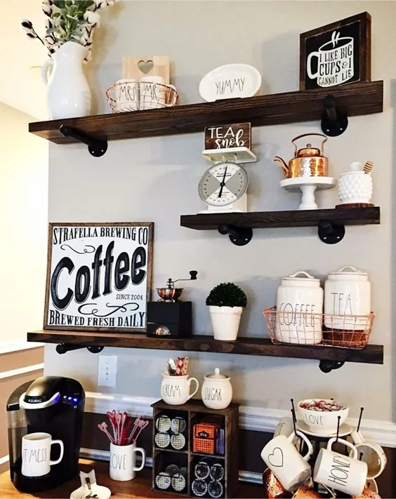 ایده های ایستگاه قهوه Farmhouse - ایده های کافه سبک Farm & تصاویر برای خانه شما