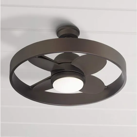 پنکه سقفی LED دارای درجه رطوبت دایره ای برنز 24 "Casa Agile - # 65C23 | لامپ های Plus