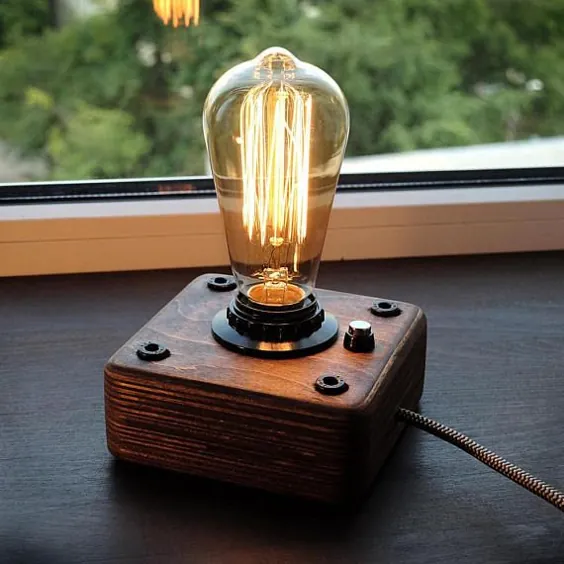 لامپ چوبی ادیسون لامپ صنعتی لامپ Steampunk لامپ شب لامپ ادیسون