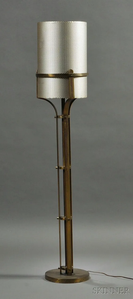 لامپ کف آرت دکو با سایه آلومینیوم 2626B ، 332 |  حراج دهنده های Skinner