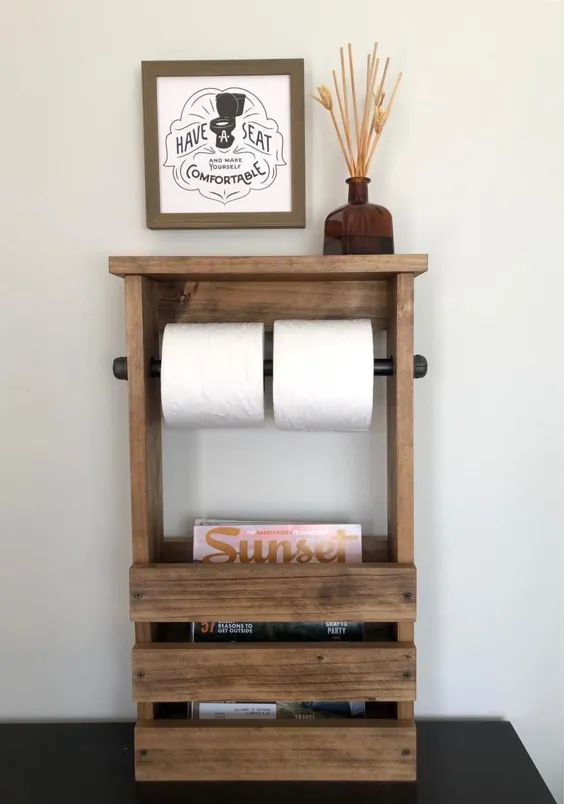 قفسه مجله حمام ایستاده نگهدارنده کاغذ توالت |  اتسی
