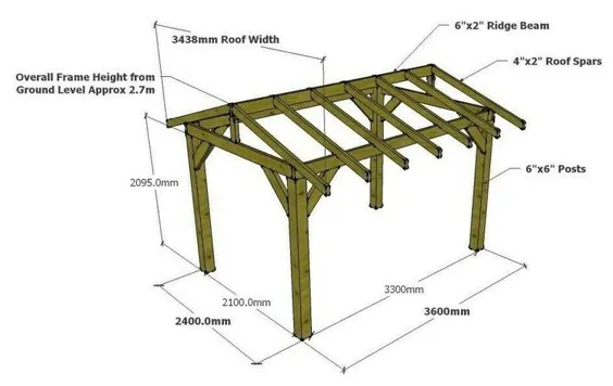 Timber Gazebo 3.6 x 2.4m سایبان وان داغ چوبی دائمی |  اتسی