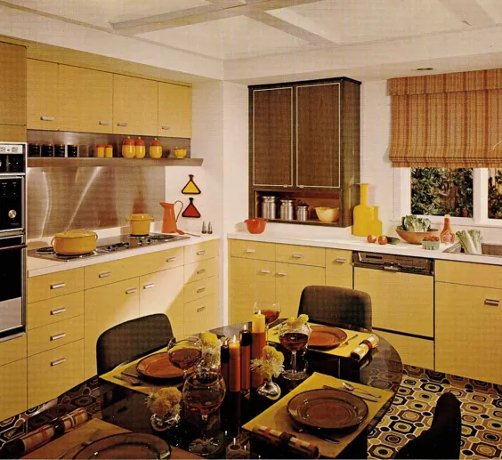 طراحی آشپزخانه دهه 1970 - یک آشپزخانه طلای یک محصول که در 6 سبک دهه 70 مشخص شده است -