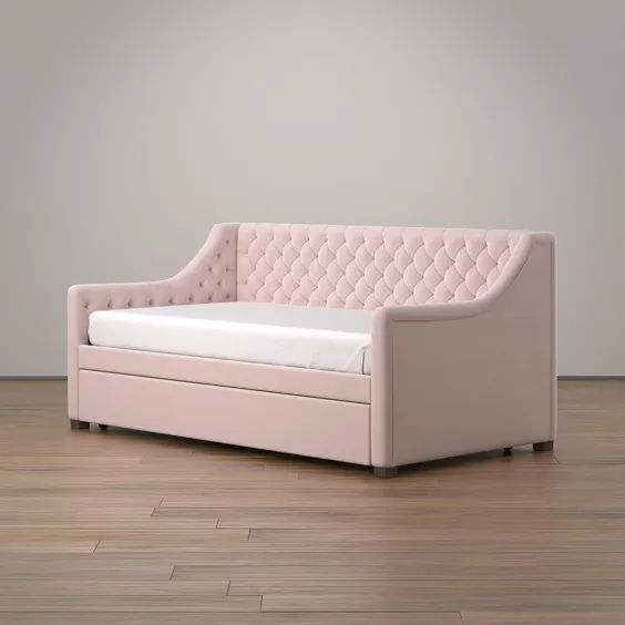 Monarch Hill Ambrosia Pink Upholstered Daybed w / Trundle |  دانه های کوچک