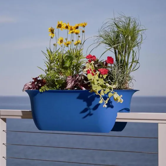 Bloem Modica 26 in. Classic Blue Plastic Deck Rail Planter-MR2433 - انبار خانه