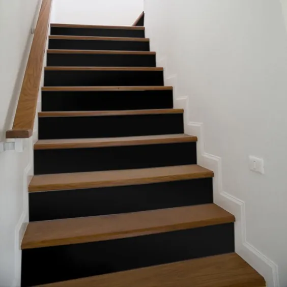 Solid White Stair Riser تابلوچسبها Black Stair Riser Escalier |  اتسی