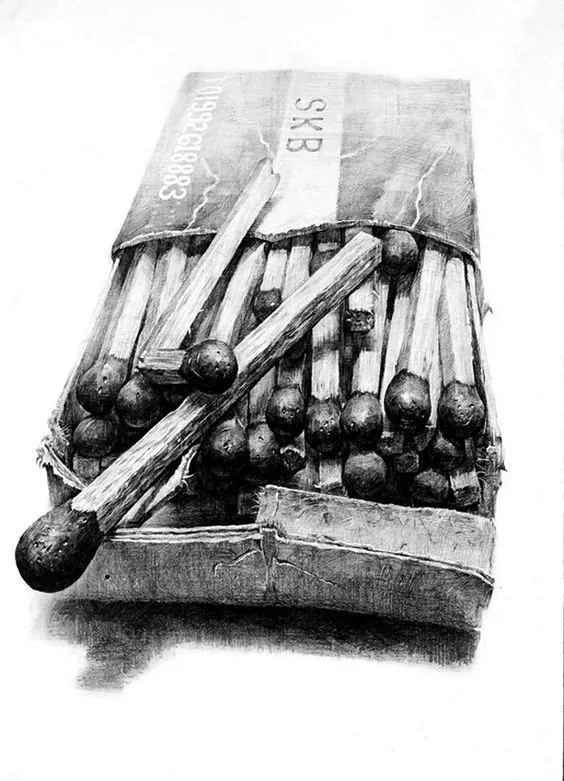 جعبه کبریت در نقاشی سیاه قلم