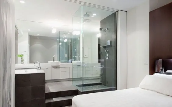 مفهوم حمام روباز باورنکردنی برای اتاق خواب اصلی