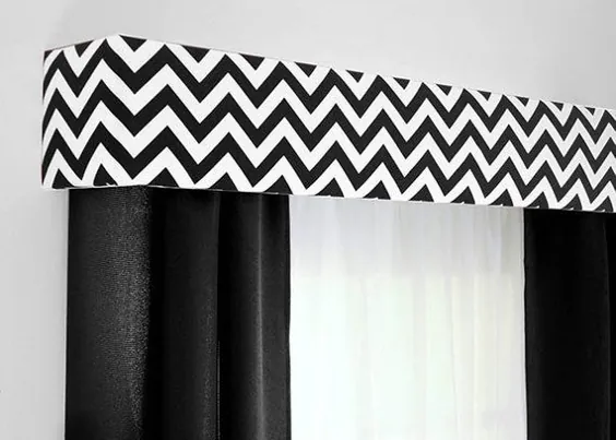 درمان پنجره Valance Black White Chevron Cornice Board | اتسی