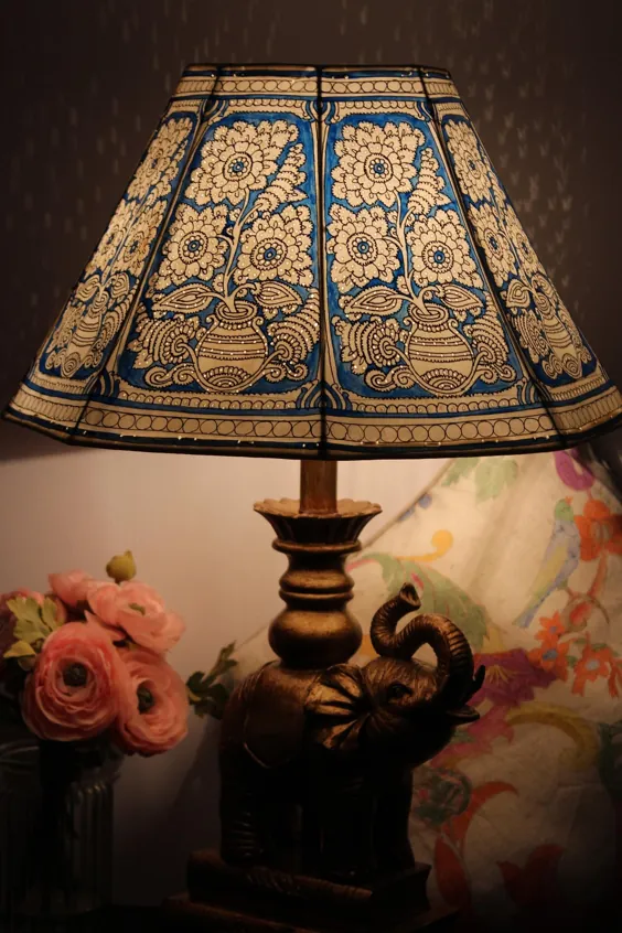 گلدان ماندالا لامپ سایه چشم بزرگ چرم آبی رنگ آبی |  اتسی