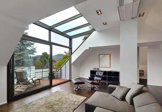 dachgeschoss mit glasgaube Architekturbüro lehnen moderne wohnzimmer |  احترام گذاشتن