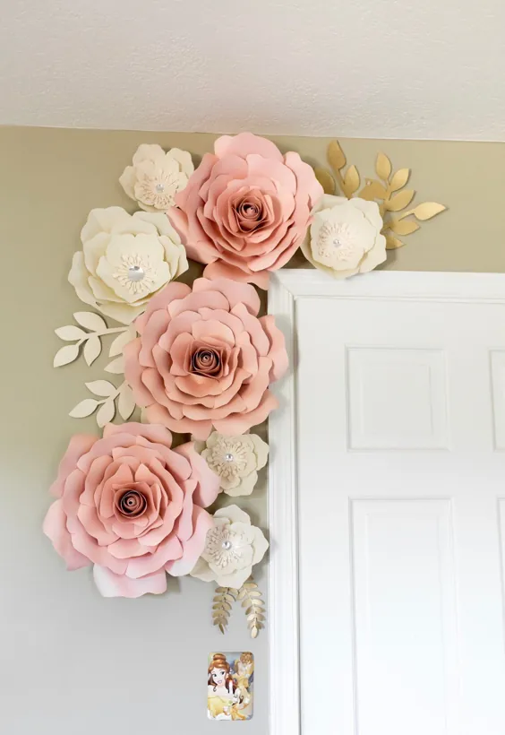 گل های رژگونه و کاغذ سفید کاغذ دیواری گل کاغذی |  اتسی