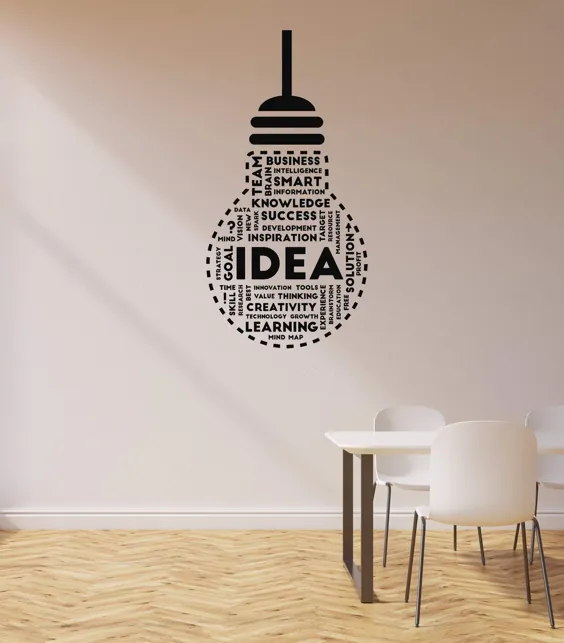 Vinyl Wall Decal Idea Lightbulb Success Words دکوراسیون فضای اداری تابلوچسبها نقاشی دیواری (ig5703)