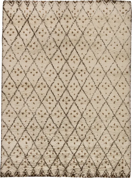 فرش پشمی دستباف و بژ و قهوه ای مدرن مراکشی N11381 توسط DLB