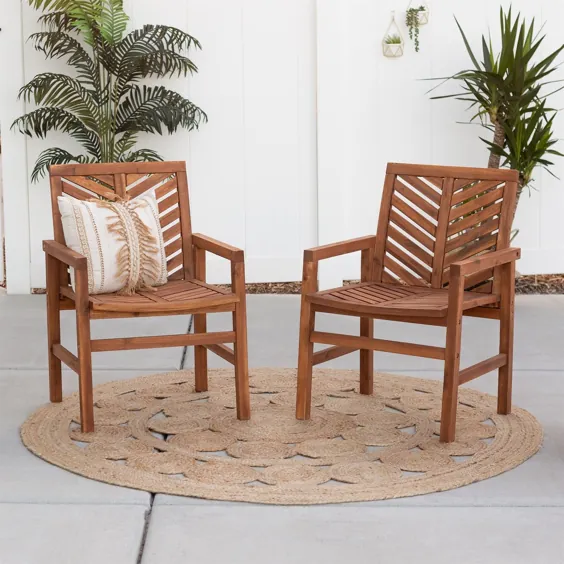 صندلی های پاسیو چوبی در فضای باز |  مجموعه 2