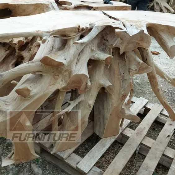 صفحه میز چوبی میز کنسول ریشه طبیعی جامد ساج |  اتسی