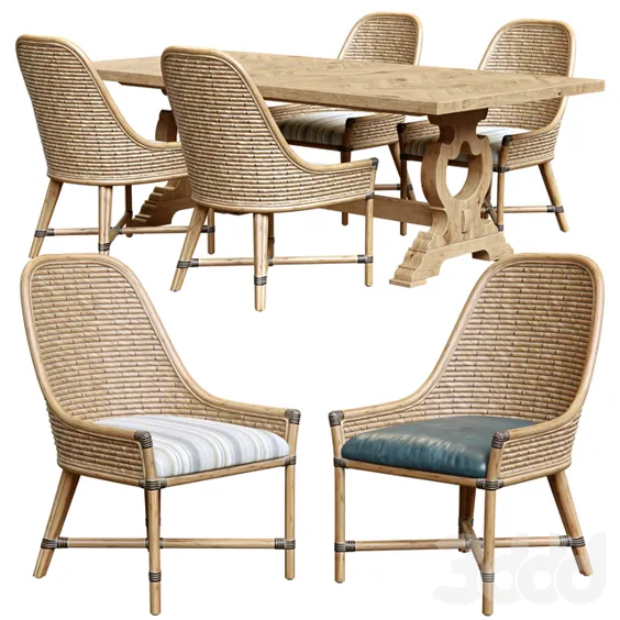 Стол + стул - صندلی کناری بافته شده Keeling و میز ناهار خوری مستطیل شکل فارمینگتون