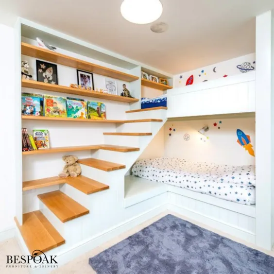 تخت های تختخواب سفارشی مونتاژ چوبی ساخته شده با راه پله ، قفسه و انبار