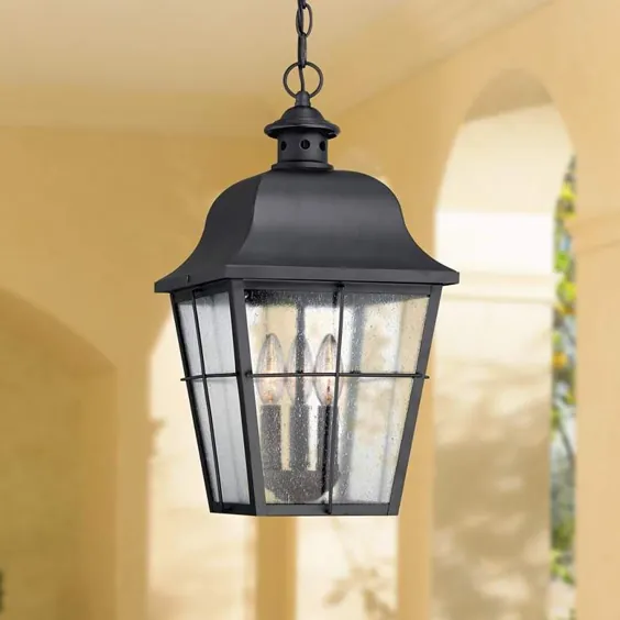 چراغ آویز در فضای باز با کیفیت بالا و مشکی Quoizel Millhouse 19 "- # 6R103 | لامپ های Plus
