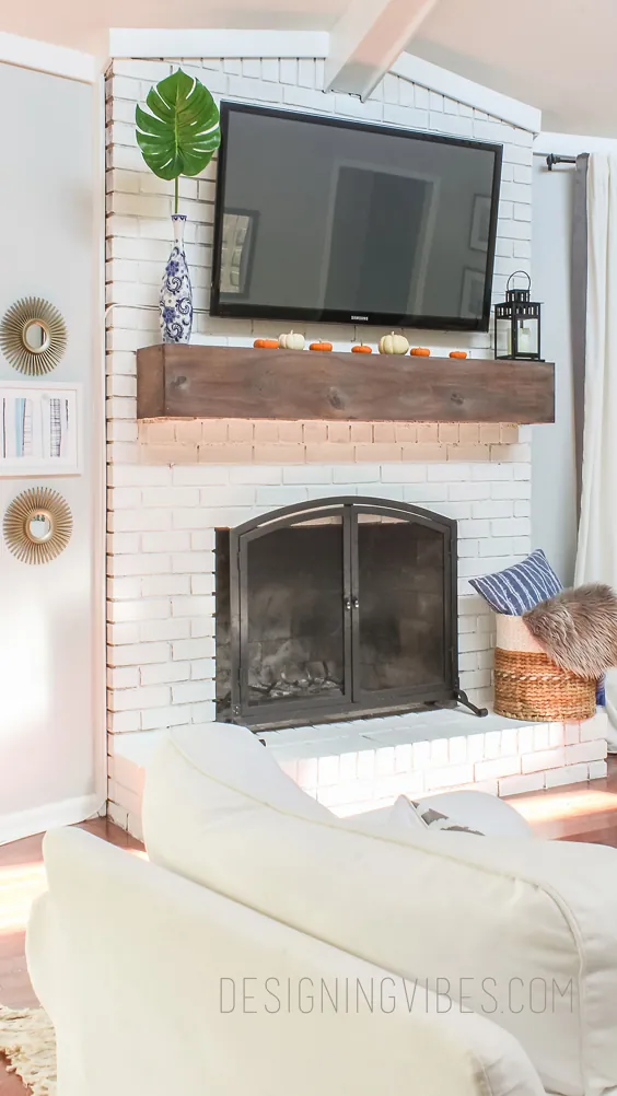 چوب پرتو چوبی DIY با هزینه کمتر از 30 دلار FIreplace Makeover