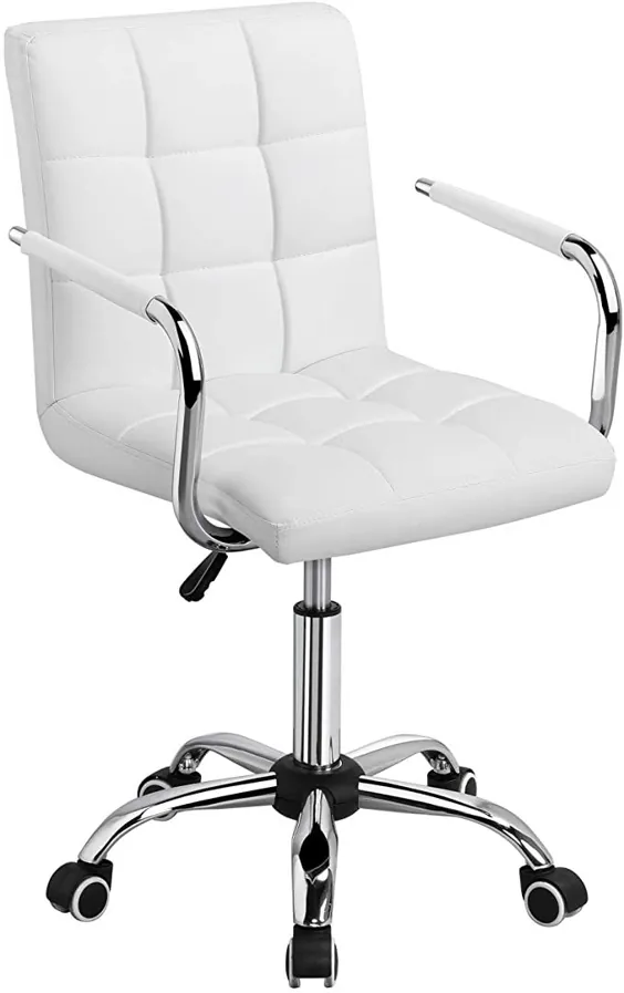 صندلی میز تحریر Yaheetech با چرخ / صندلی صندلی مدرن PU چرمی دفتر صندلی Midback قابل تنظیم صندلی اجرایی کامپیوتر خانگی روی چرخ 360 درجه مفصل گردنده