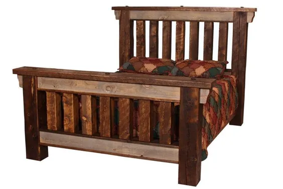 تخت بزرگ الوار تختخواب تختخواب چوبی احیا شده |  اتسی