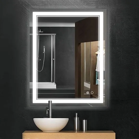 Keonjinn 36 x 28 اینچ حمام LED Vanity Mirror دیوار ضد آینه آینه آرایش با نور (افقی / عمودی)