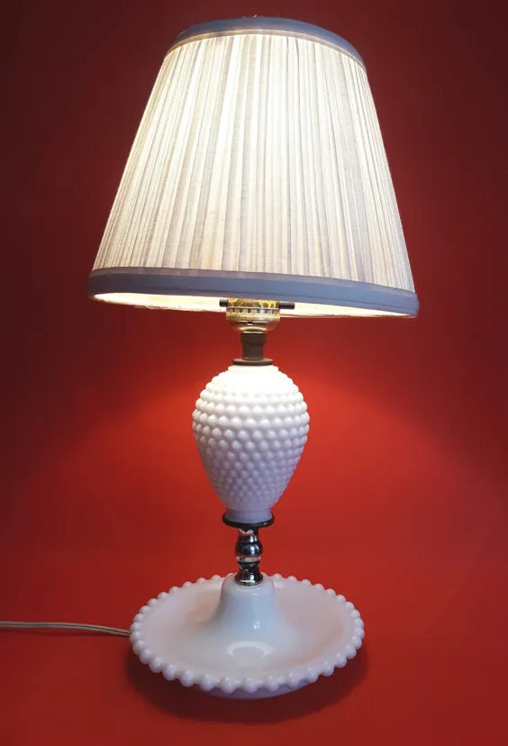 سالن اتاق خواب لامپ شیشه ای شیر مرباخوری Vintage Mid Century |  اتسی