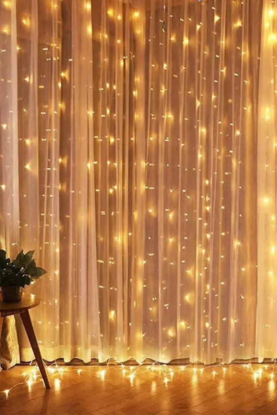 چراغ رشته ای پرده پنجره LED برای مهمانی عروسی خانه باغ اتاق خواب در فضای باز تزئینات دیوار داخلی (سفید گرم)