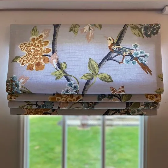 FAUX ROMAN SHADE Floral Print roman shadow valance mock | اتسی