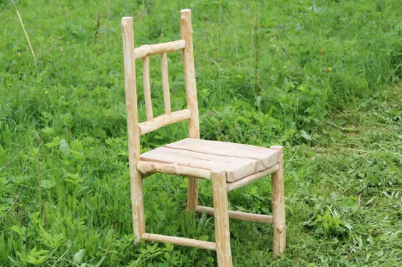 صندلی روستیک ، صندلی چوبی از چوب سیب و توس ، مبلمان چوبی ، صنایع دستی ، دکوراسیون خانه مزرعه ، صندلی غذاخوری.  کاردستی با کیفیت.
