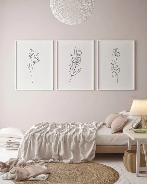 گیاهان گل مجموعه ای از 3 چاپ Line Art ، چاپ One Line Art ، گیاهان دیواری مینیمالیستی مدرن ، تصاویر هنری قابل چاپ Wall ، نقاشی قابل چاپ