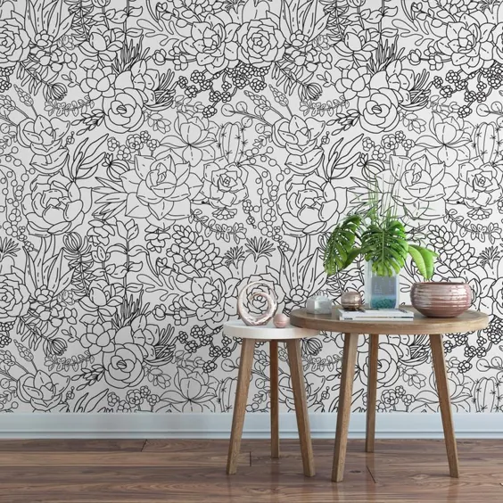 کاغذ دیواری متحرک گل و سیاه / گرمسیری |  اتسی