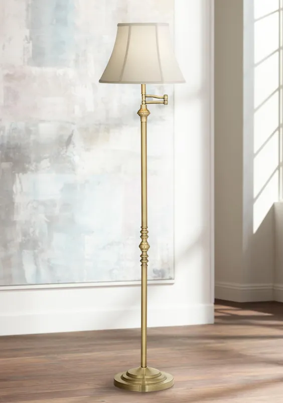 Montebello Collection Antique Brass Swing Arm Floor Lamp - # T8241 |  لامپ به علاوه