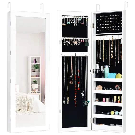 کابینت طلا و جواهر آینه ای Costway Door Mounted Armoire Storage Organizer - Walmart.com