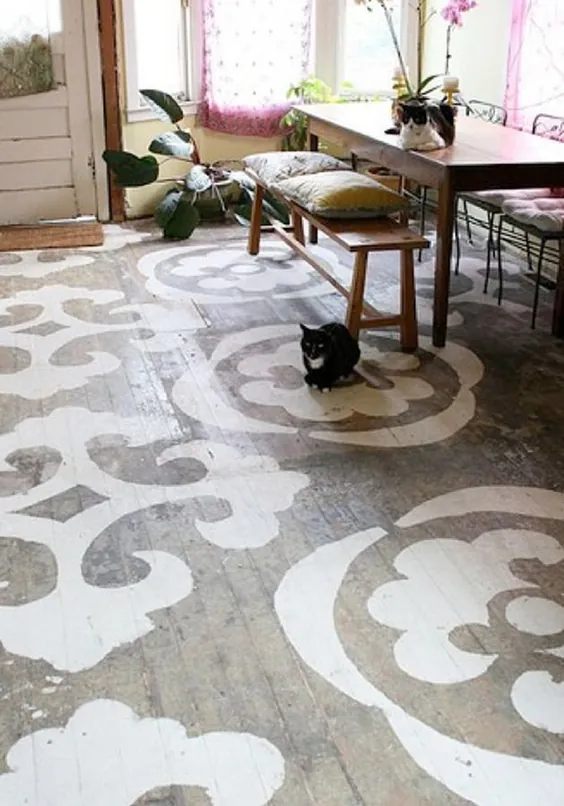 10 ایده برتر استنسیل و فرش نقاشی شده برای کف چوب