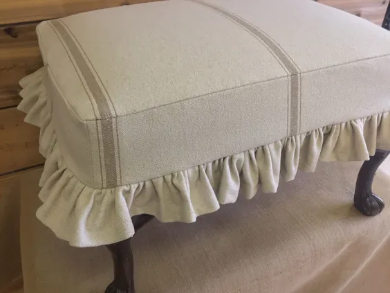 Grain Sack Ottoman Slipcover Farmhouse کوتاه جمع شده یا کوتاه |  اتسی