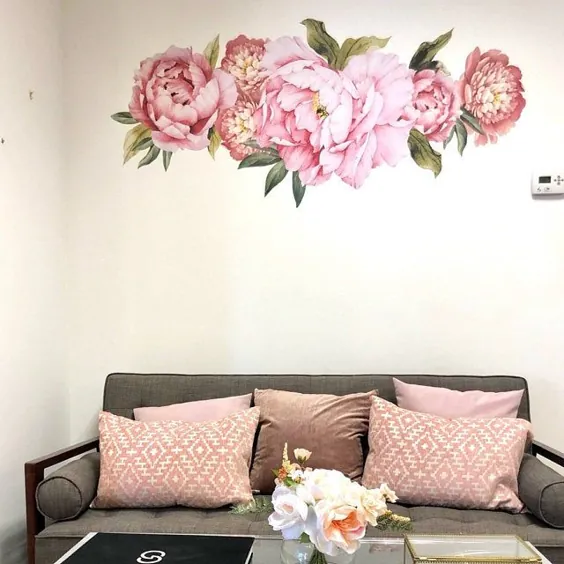 گلبرگ تزئینی گل صد تومانی صورتی - عکس برگردان دیواری گل - عکس برگردان کاغذ دیواری متحرک و استیک - گل صد تومانی - WB922