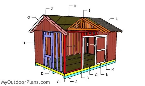 نقشه های سقف شیروانی 12x18 |  MyOutdoorPlans |  طرح ها و پروژه های رایگان نجاری ، DIY Shed ، Wooden Playhouse ، کلاه فرنگی ، Bbq