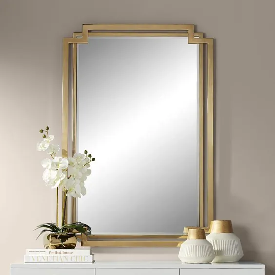 آینه دیواری طلایی Carpathia 30 1/2 "x 45 1/4" - # 55T16 |  لامپ به علاوه