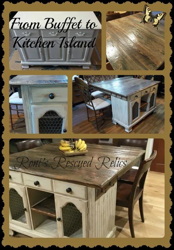 چگونه می توان بوفه را به جزیره Rustic Kitchen Island DIY تبدیل کرد
