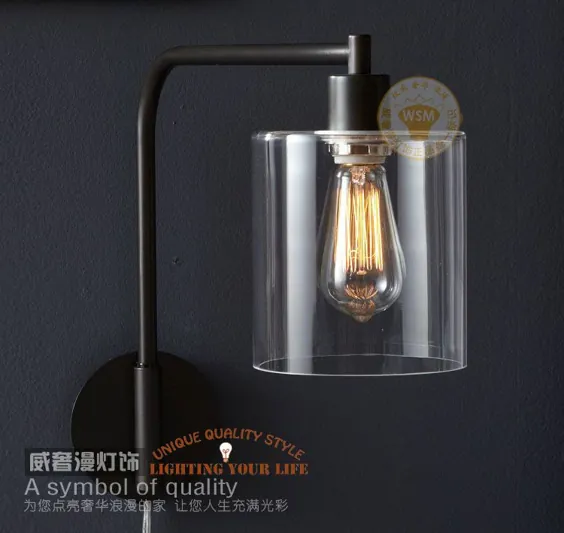 148.34US $ | مدرن مینی مشکی شیشه ای واشر بازو دیواری Sconce Vintage Edison Lamp برای اتاق خواب روشنایی شب | لامپ بلوک شیشه ای | لامپ لامپ چراغ الکل شیشه ای - AliExpress