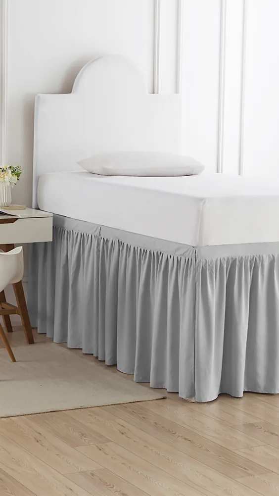 پانل دامن تخت خواب اندازه دار با کراوات - یخچال خاکستری