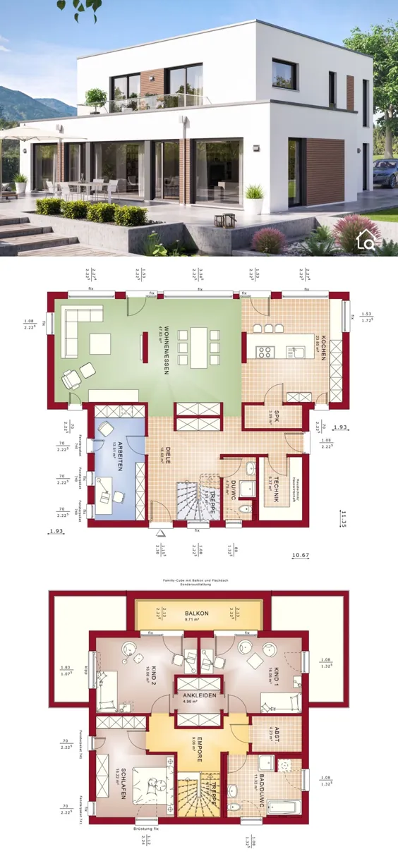 Fertighaus EVOLUTION 164 V5 im Bauhausstil - | HausbauDirekt.de