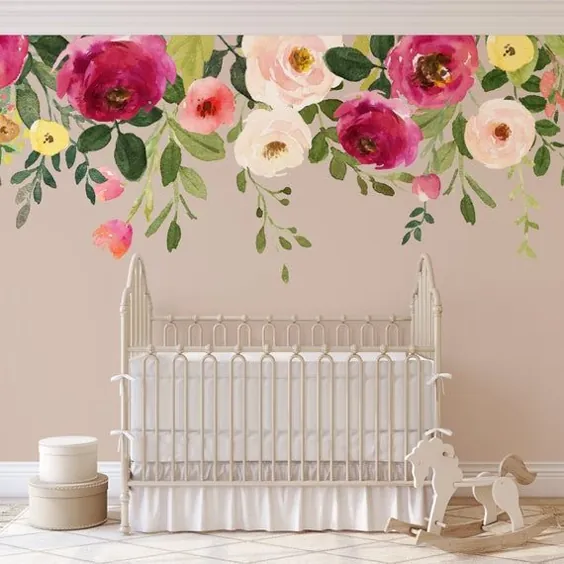 JESSICA'S FARMHOUSE Border Frame Floral Wall Mural Peonies |  اتسی