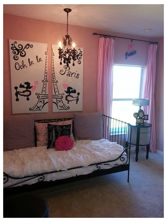 دکوراسیون اتاق دخترانه برای پاریس اتاق خواب