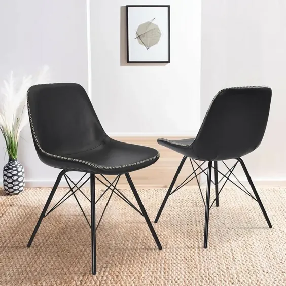 صندلی کناری ناهار خوری گاه به گاه جدید (مجموعه ای از 2 عدد) به رنگ سیاه |  MIRUO-A047