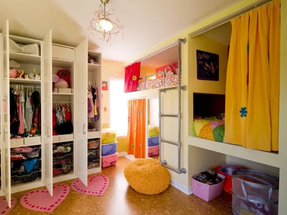اتاق خواب مشترک خلاقانه برای سه دختر