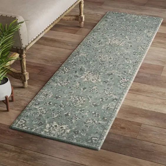 Latimer Distrated فرش ایرانی آبی روشن - آستانه
